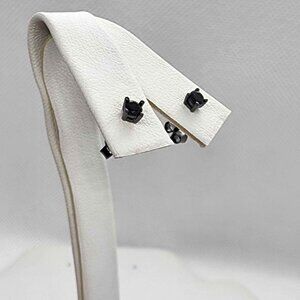 925 Sterling Silver Black Stone Stud Earrings – Unisex, Brand New